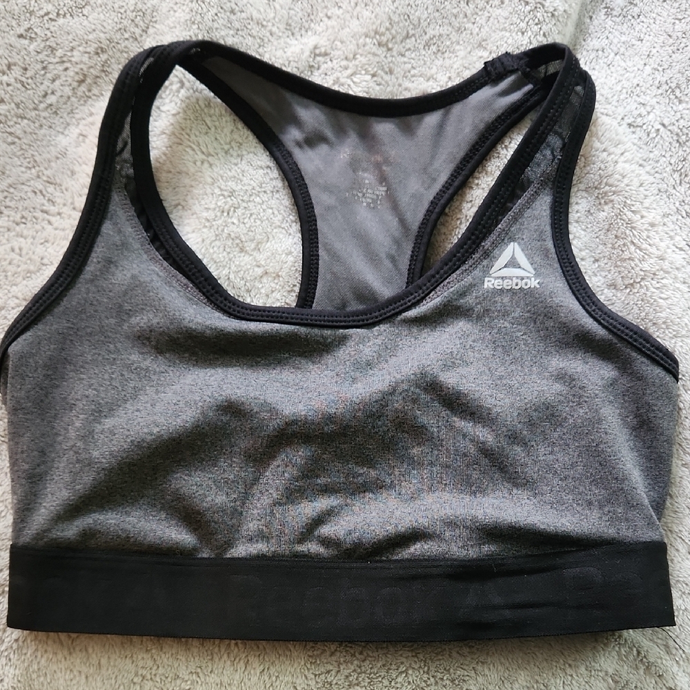 Reebok Gray and Black Racerback Sports Bra